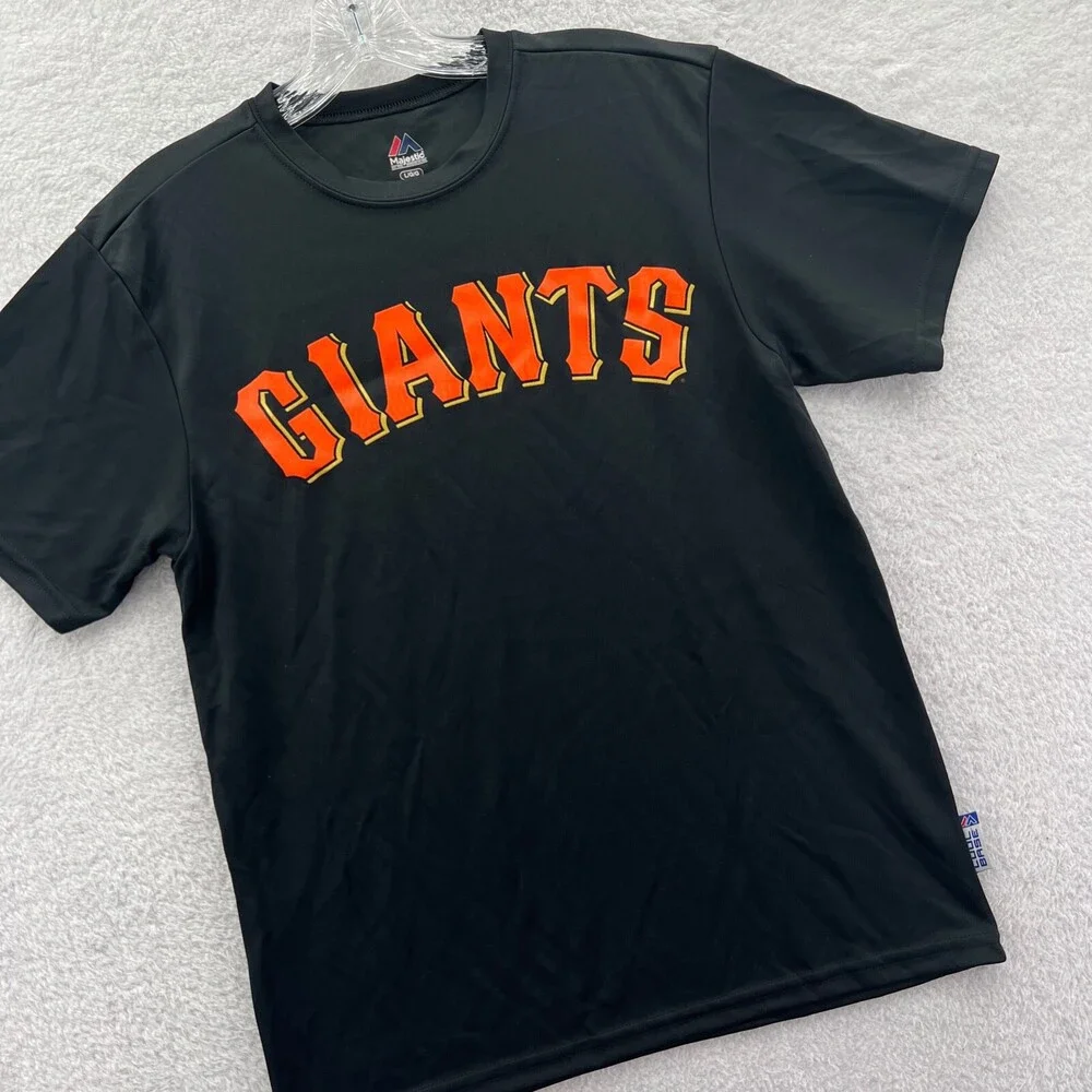 NEW Majestic San Francisco Giants Shirt Boys Large Black MLB Baseball Athletic r